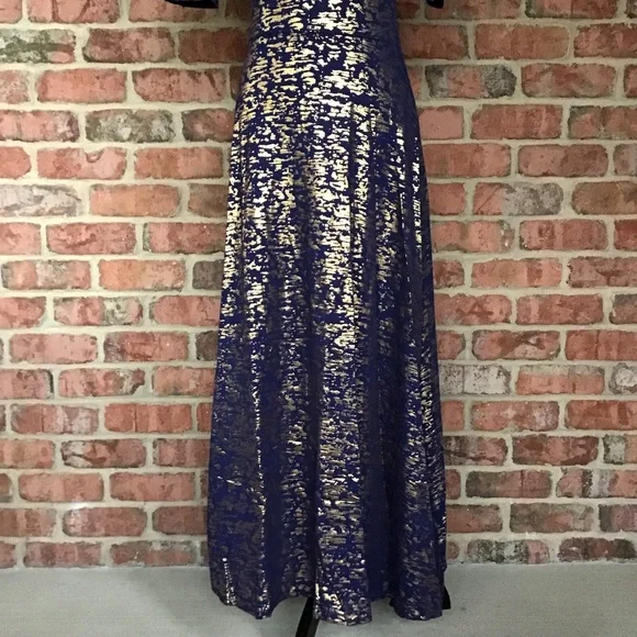 LuLaRoe Ana Maxi Dress Elegant Blue With Metallic Gold XS & SM Available NWT! - Picture 9 of 12
